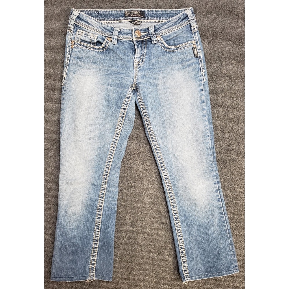 Silver Aiko Baby Boot Denim Jeans Hemmed To Capri 30x23 Womens